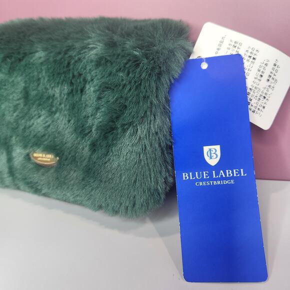 Blue Label Crestbridge Emerald Green/Brown Fur Shoulder Bag Purse NWT - Picture 2 of 7